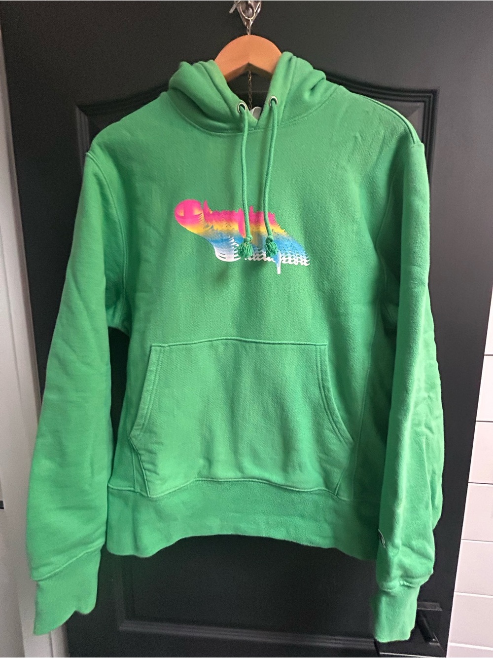 Champion Hoodie Sweatshirt with Rainbow Graphic